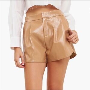 NWT GREY LAB High Waisted Faux Leather Shorts Tan Size: S (4-6)